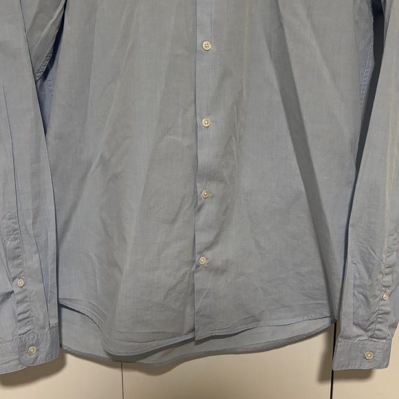 Sandro Paris Blue Contrast Collar Button Up Shirt Size Medium - Picture 8 of 11